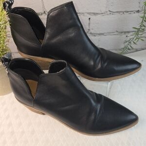 WOMENS NINE WEST SHIA 3 ANKLE BOOTS BLACK POINTED TOE BLOCK HEEL SIZE 9.5